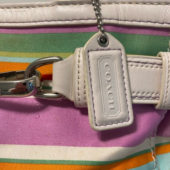 Coach Hampton Multi Colour Canvas striped Satchel - Picture 5 of 15